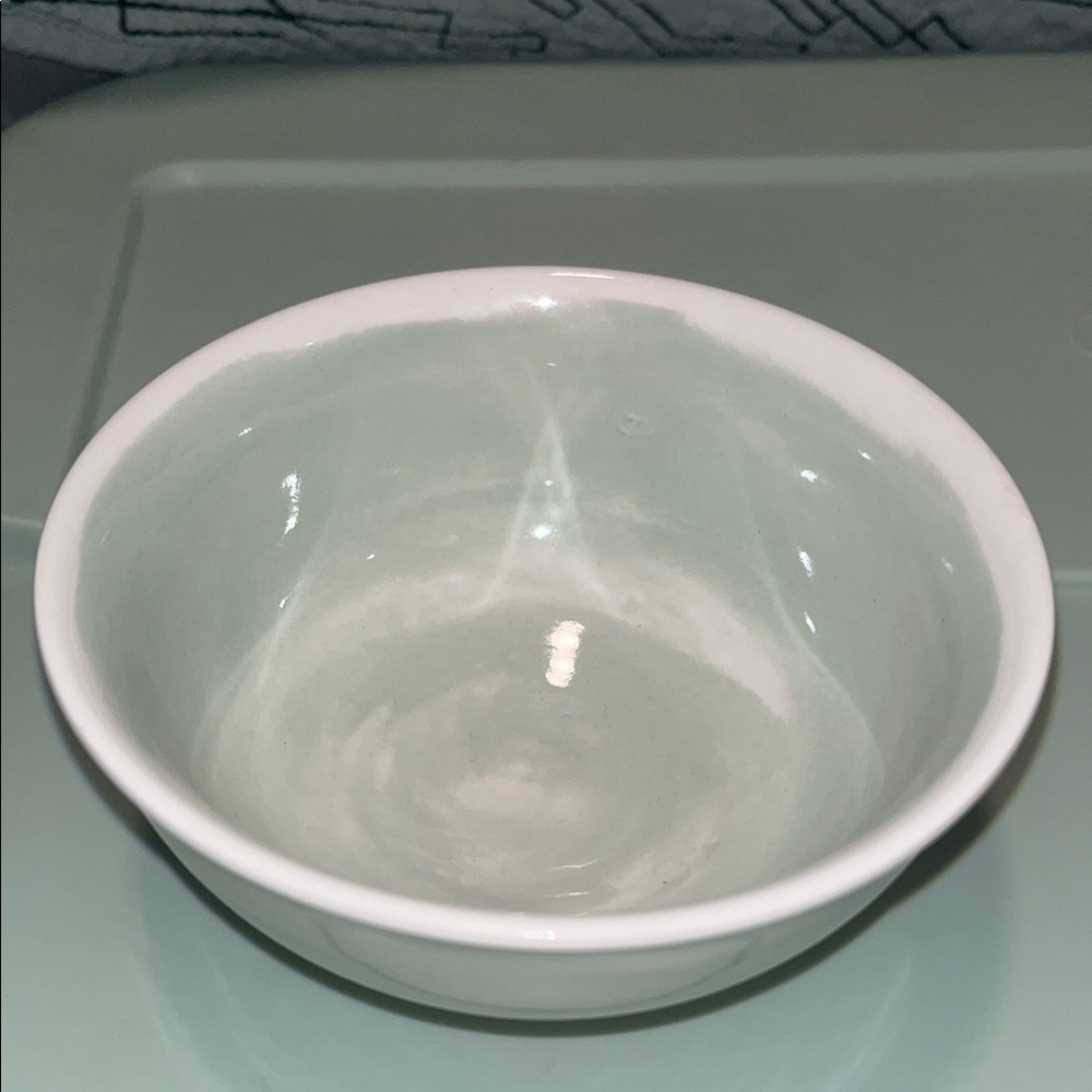 Elegant White and Green Ceramic Bowl